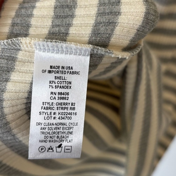 Theory Cherry Striped Ribbed Shirt Dress Fitted Bodycon Grey White Luxury Casual - Picture 9 of 9